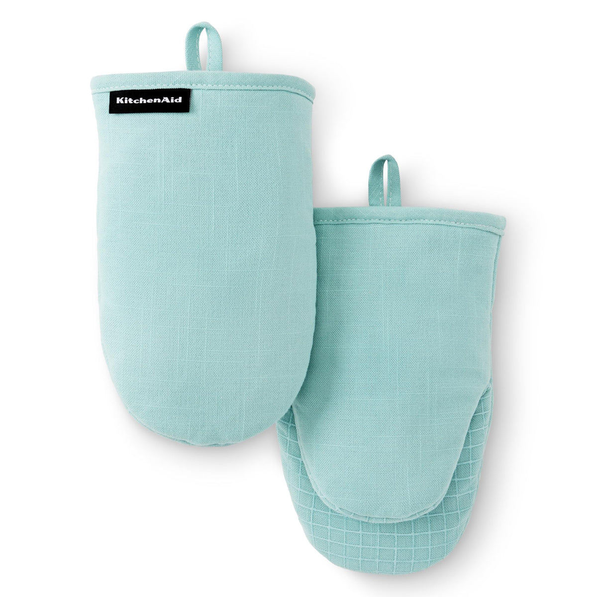 KITCHENAID Gourmet Series Gridlines Mini Oven Mitts 2-Pack Set, Heat Resistant up to 600°F, Soft Silicone Grip, Magnetic Cuff, Passion Red, 5.5"x9"