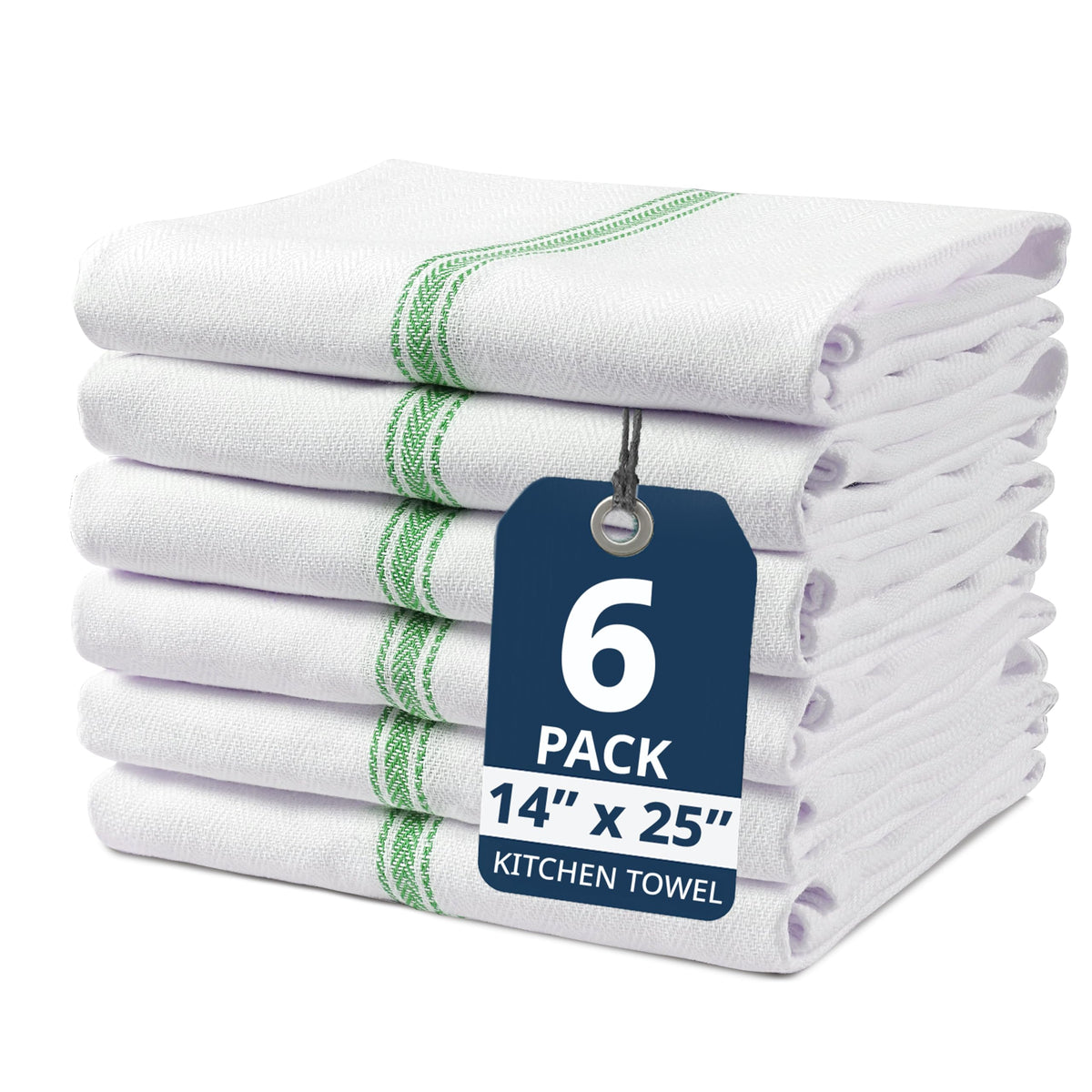 LANE LINEN Dish Towels for Kitchen 100% Cotton Absorbent Lint-Free 6 Pack