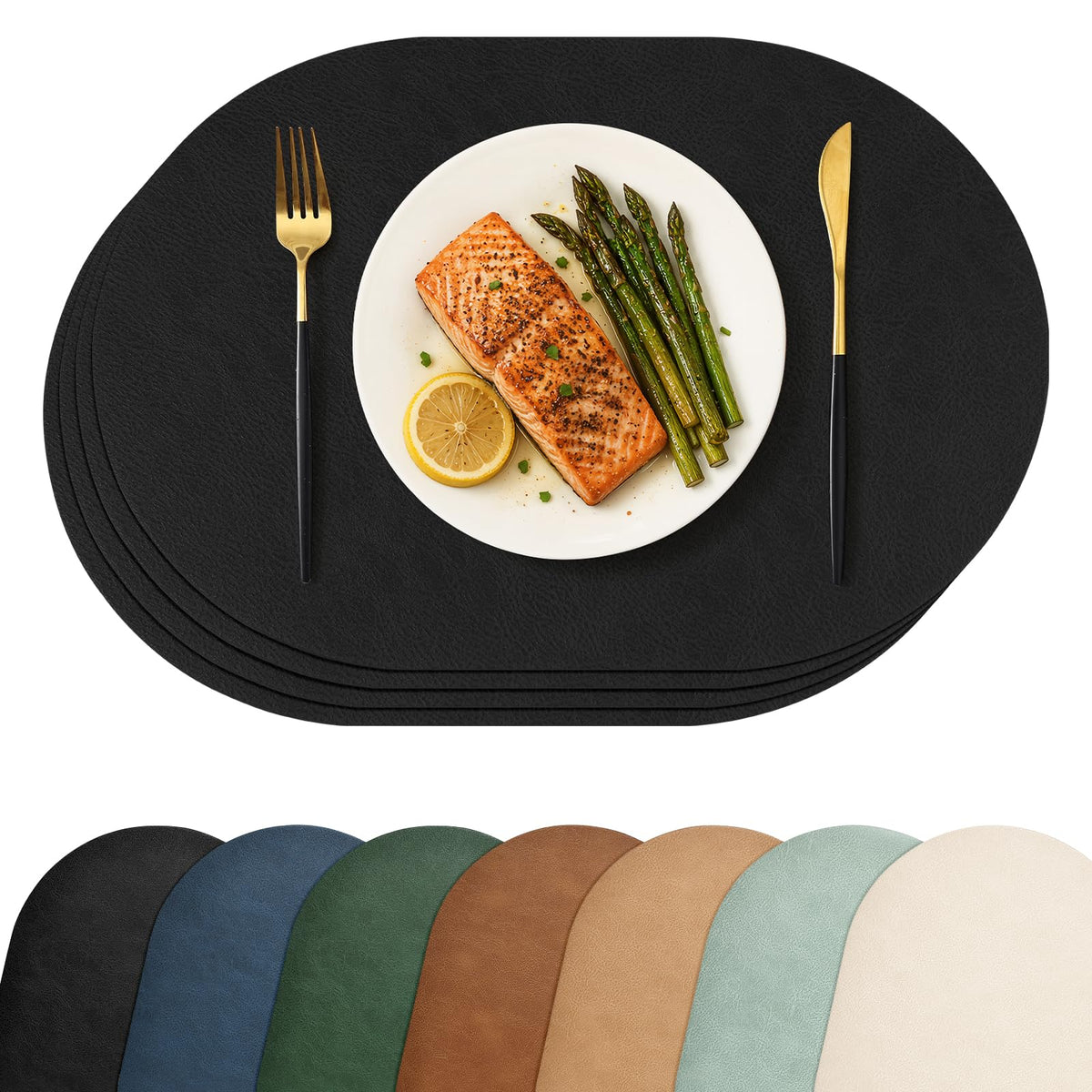 Homaxy Oval Heat Resistant Placemats Set of 6, Reddish Brown