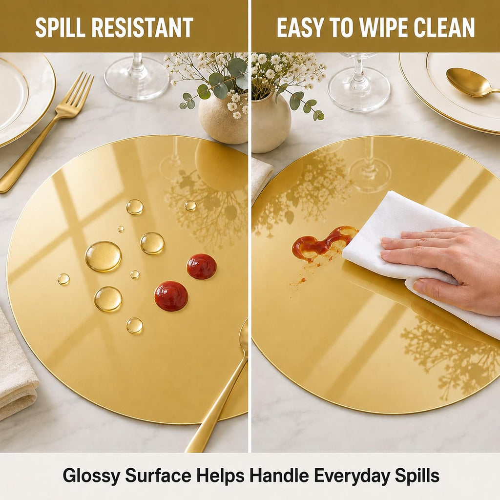 Tioncy 50 Pcs Gold Round Paper Placemats Disposable Table Mats