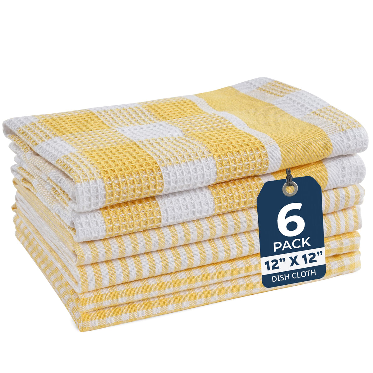 LANE LINEN 100% Cotton Kitchen Dish Cloths, Ultra Soft Absorbent Quick Drying Dish Towels, Multiweave Wash Cloths Dish Towel Sets, 13x28 Inches, 4 Pack - Grey