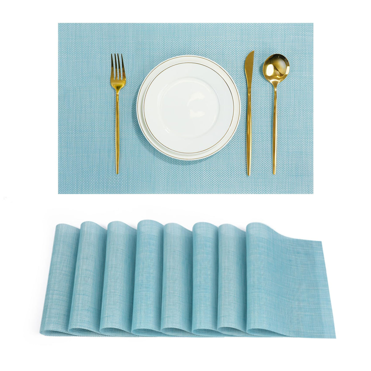 Placemats Set of 8，Non-Slip PVC Weave Table Mats Easy to Clean，Heat Resistant Place Mats for Kitchen Dining Table Decoration Indoor Outdoor，Beige