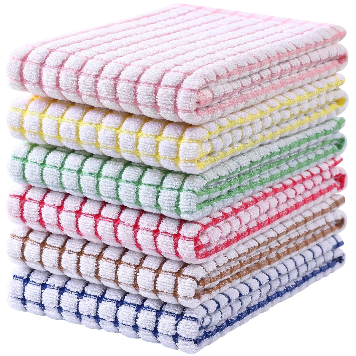 Mordimy Cotton 6 Pack Terry Kitchen Towels, 16 x 25 Inches