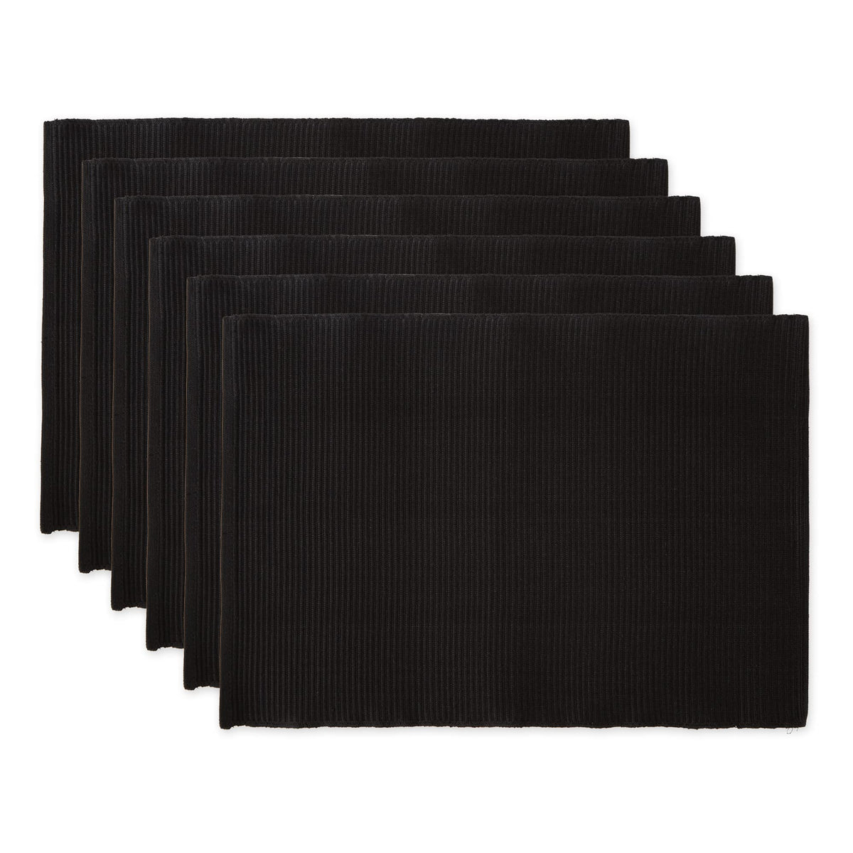 DII Basic Everyday Ribbed Tabletop 100% Cotton, Placemat Set, 13x19, Dark Brown, 6 Piece