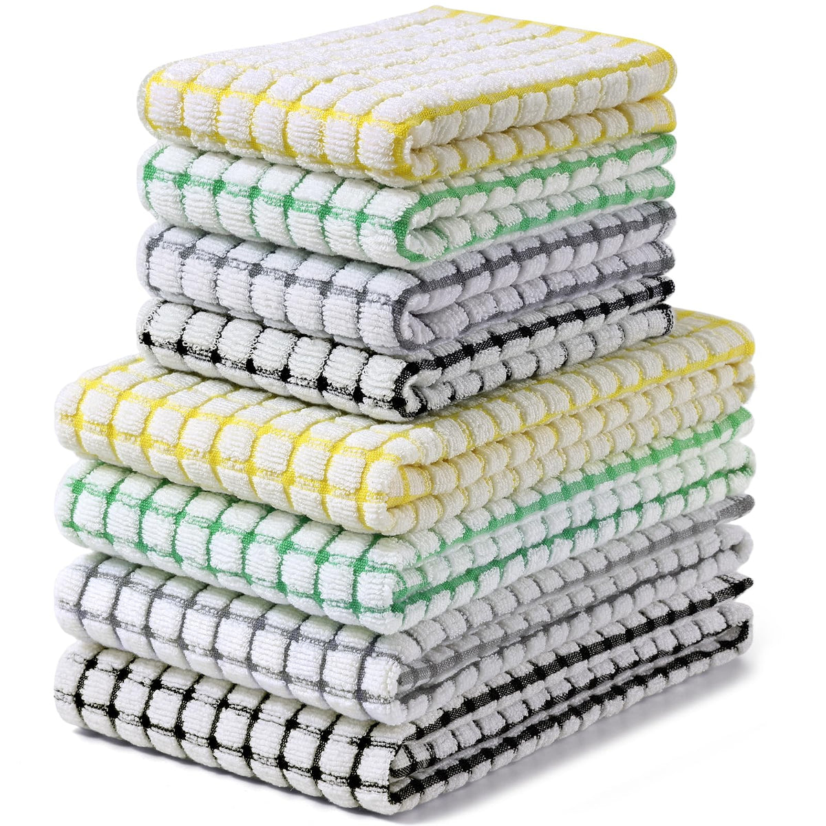 Homaxy Cotton Terry Kitchen Towels and Dishcloths Set of 8, Mixed Color