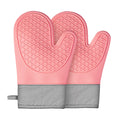 Silicone Oven Mitts (2 PCS), Waterproof Non Slip Grip Oven Gloves with Thick Soft Cotton Lining, Universal Fit Heat Resistant Kitchen Gloves for Baking, BBQ, Cooking and Grilling - White