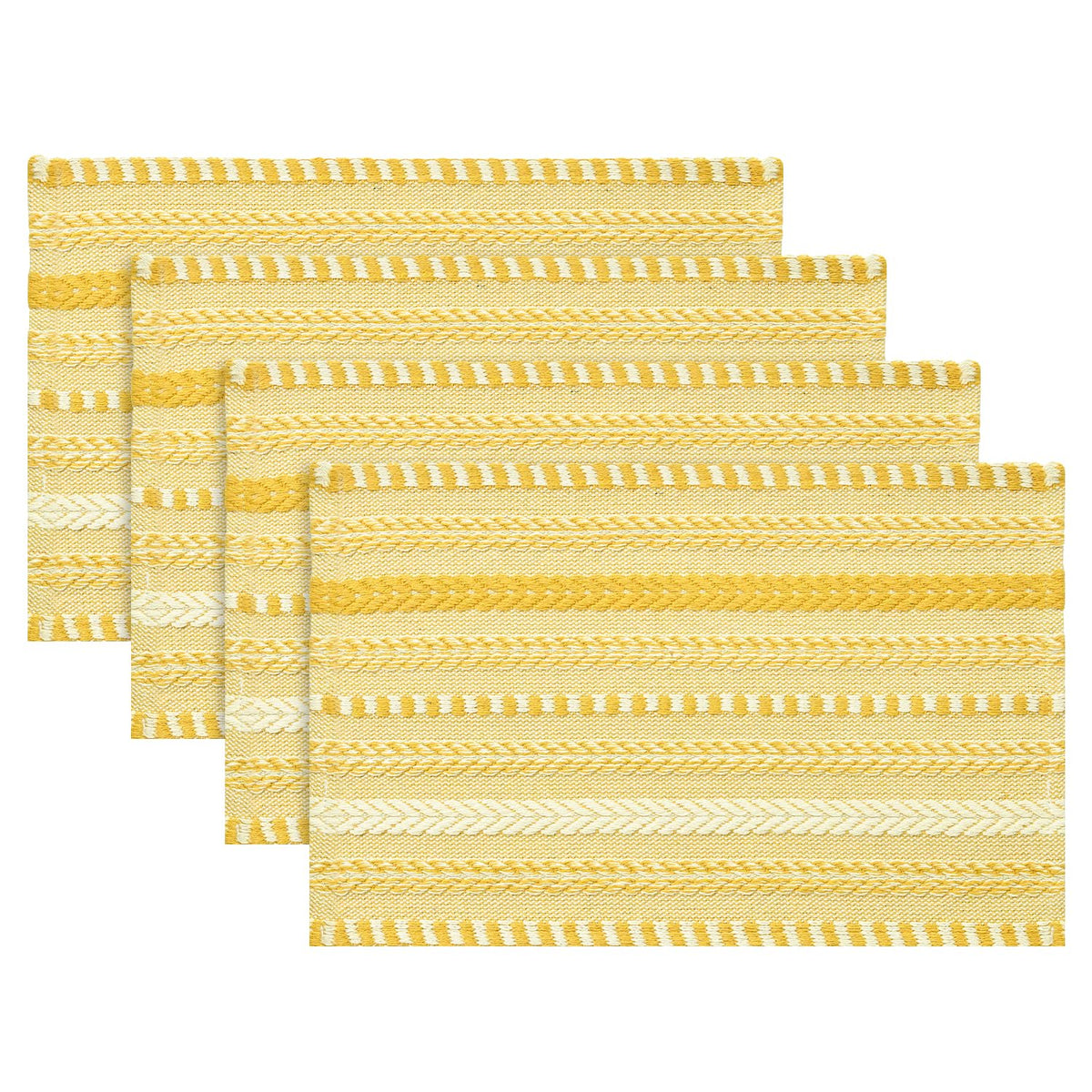 Artoid Mode Caramel Woven Braided Stripe Placemats Set of 4-12x18 Inch