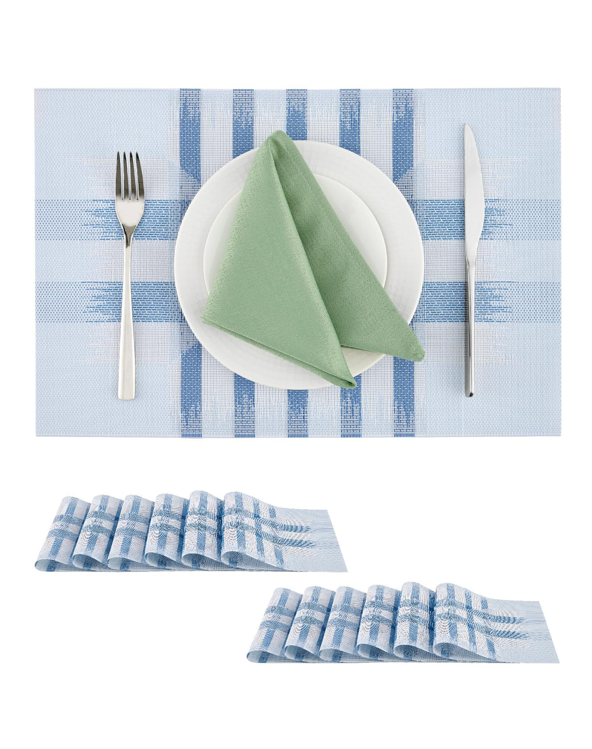 Beige Placemats Set of 6 - Heat-Resistant, Non-Slip Table Mats, Washable Woven Vinyl for Indoor & Outdoor Dining