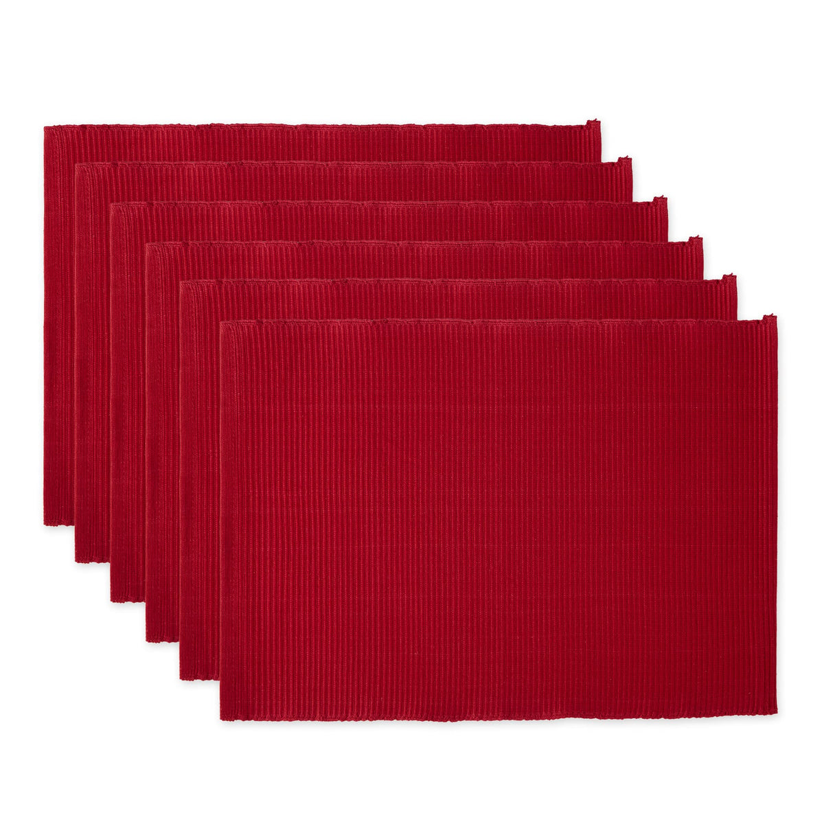 DII Basic Everyday Ribbed Tabletop 100% Cotton, Placemat Set, 13x19, Dark Brown, 6 Piece