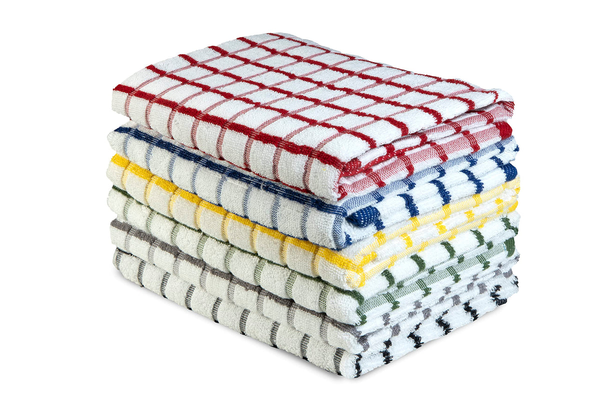Urban Villa Kitchen Towels Cotton Dish Towels 12”x12” (Set of 8) Grey White