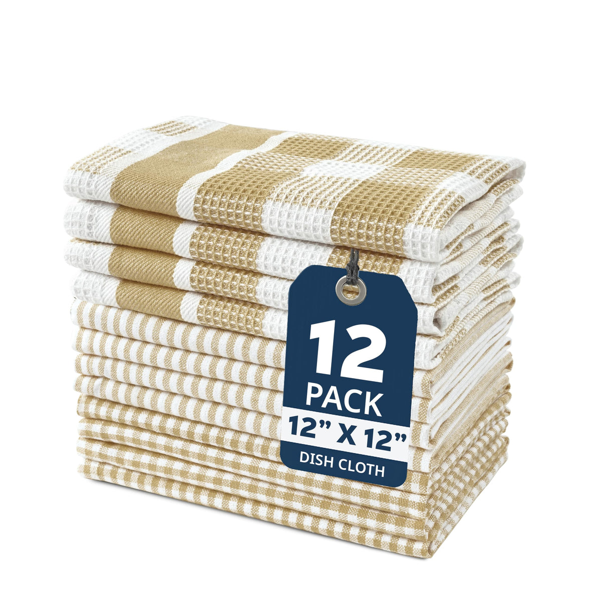 LANE LINEN 100% Cotton Kitchen Dish Cloths, Ultra Soft Absorbent Quick Drying Dish Towels, Multiweave Wash Cloths Dish Towel Sets, 13x28 Inches, 4 Pack - Grey