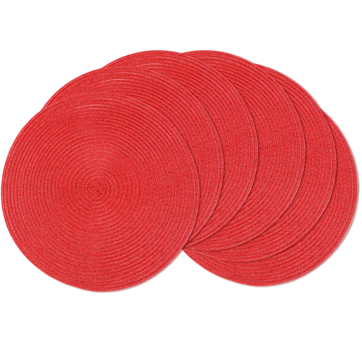 AHHFSMEI Round Placemats Set of 6 Heat Resistant Washable Non-Slip Woven Braided Table Mats for Dining Table Kitchen & Home Decor (Black)