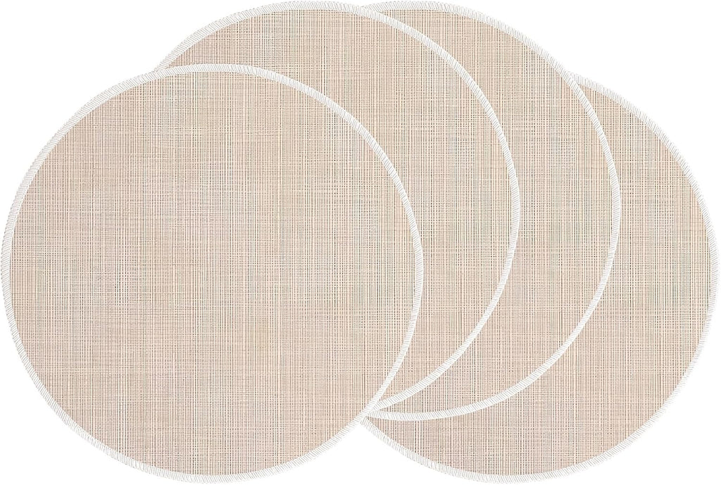 Beige Placemats Set of 4, 15 Inch Round for Kitchen & Dining Room