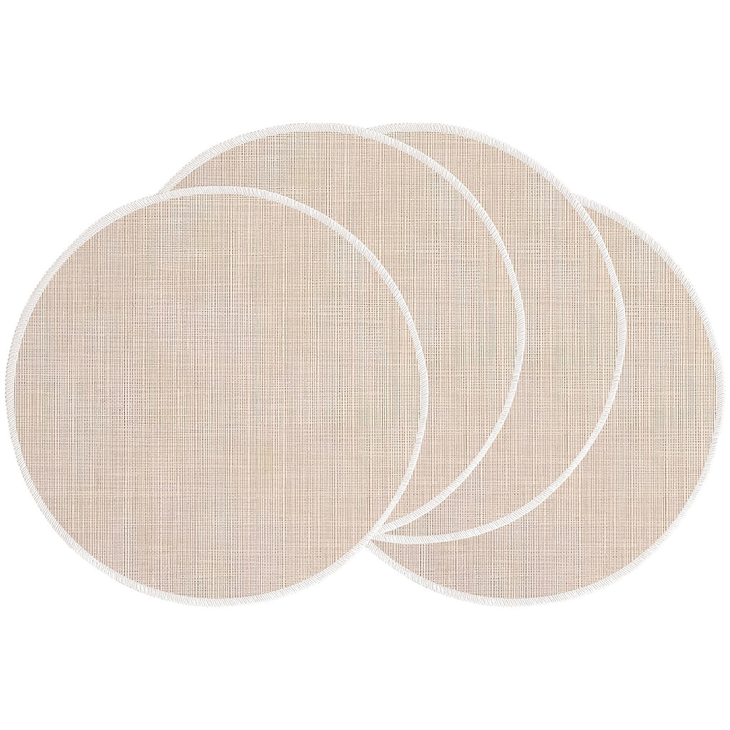 Beige Placemats Set of 4, 15 Inch Round for Kitchen & Dining Room