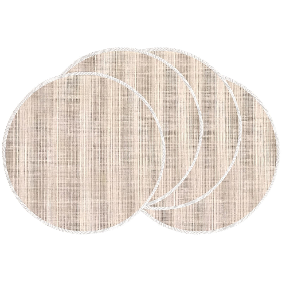 Beige Placemats Set of 4, 15 Inch Round for Kitchen & Dining Room