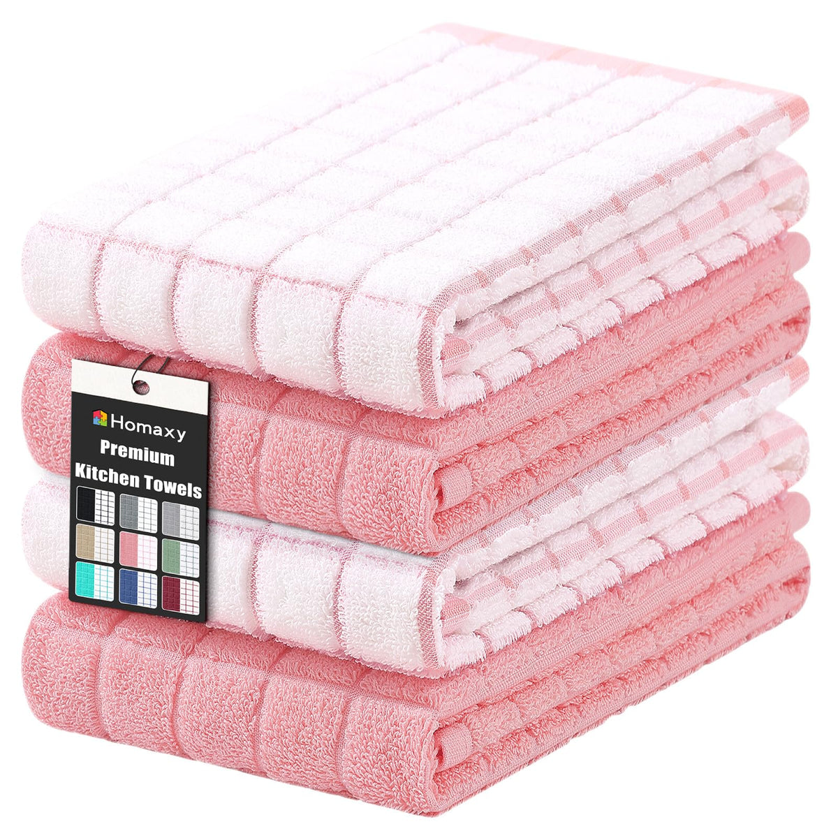 Homaxy Large Premium Cotton Kitchen Towels 16"x 28", 6 Pack, Grey