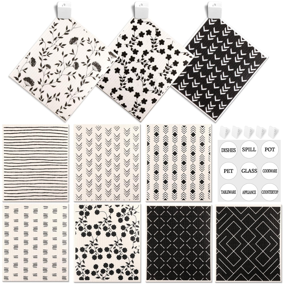 Lucomb Swedish Dish Cloths for Kitchen | 6-Pack Super Absorbent Washable Cleaning Cloths Reusable Paper Towels| Quick-Drying Sponge Wipes No Odor for Party Home Housewarming Kitchen Cleaning