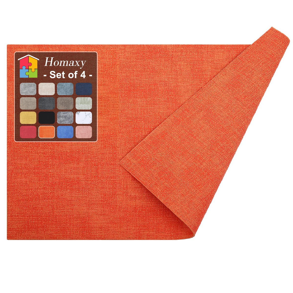Homaxy Wedge Faux Leather Placemats for Round Table, Set of 6, Light Grey