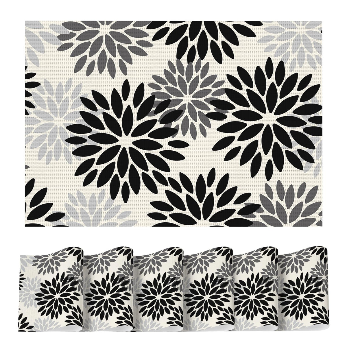 Artoid Mode Floral Vinyl Placemats Set of 4, 12x18 Inch Washable Non-Slip Plastic Vinyl Place Mats for Party Kitchen Dining Decor, Brown