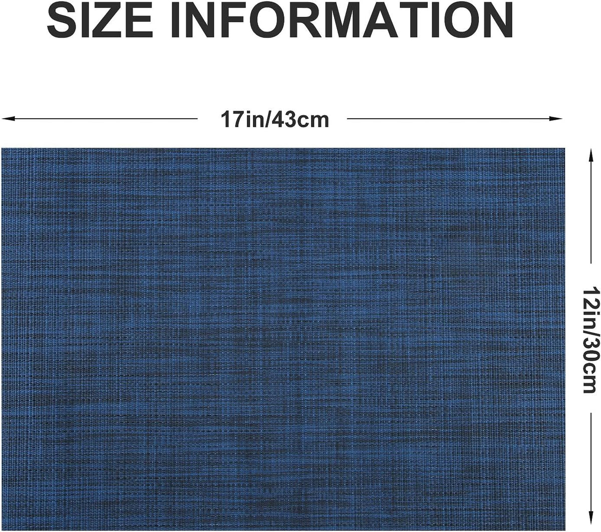 Vinyl Placemats Set of 4, PVC Woven Washable Non-Slip Table Mats, Heat Resistant Wrinkle Free Place Mats for Dining Table, Easy to Clean (4, Navy Blue)