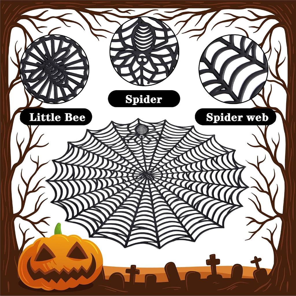 6 Pcs Halloween Spider Web Placemats, 15" Non Slip Halloween Table Mats