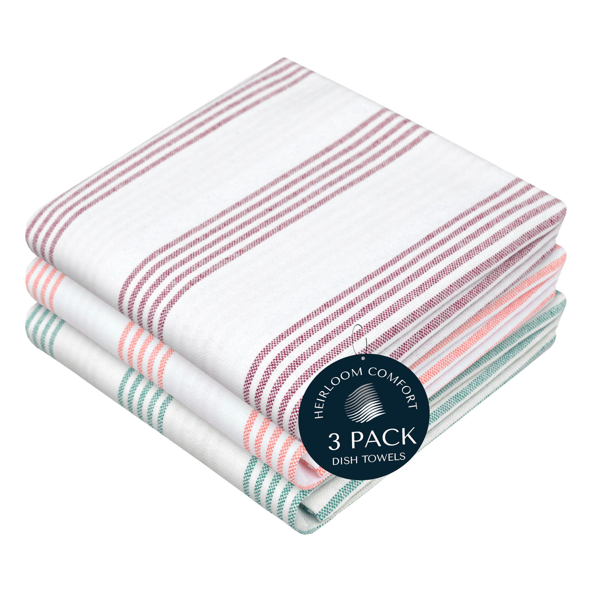 Rust Stripe Dish Towels, 5 Pack, 100% Cotton, Super Absorbent and Quick Dry, Multi Pin Striped Kitchen Towel Set, Durable Wash Cloths for Kitchen Use, Cleaning & Drying Dishes