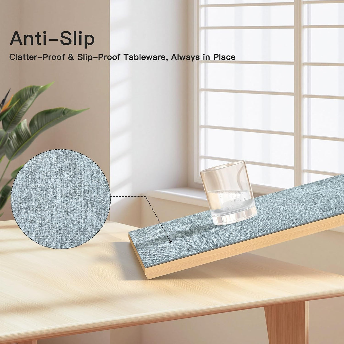 DOLOPL Placemats Set of 6, Reversible Faux Leather Place Mats, Dusty Blue