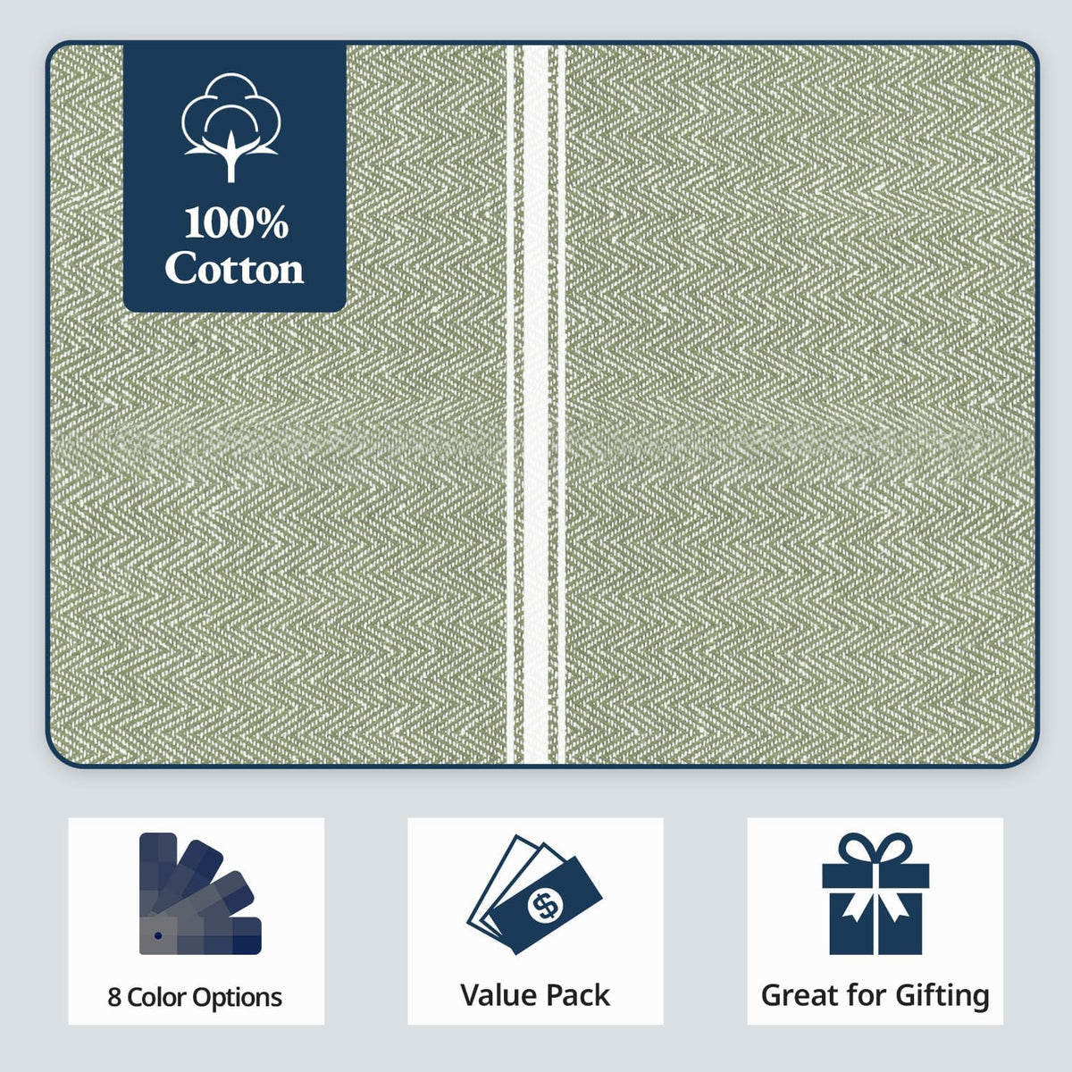 LANE LINEN Dish Towels for Kitchen 100% Cotton Absorbent Lint-Free 6 Pack