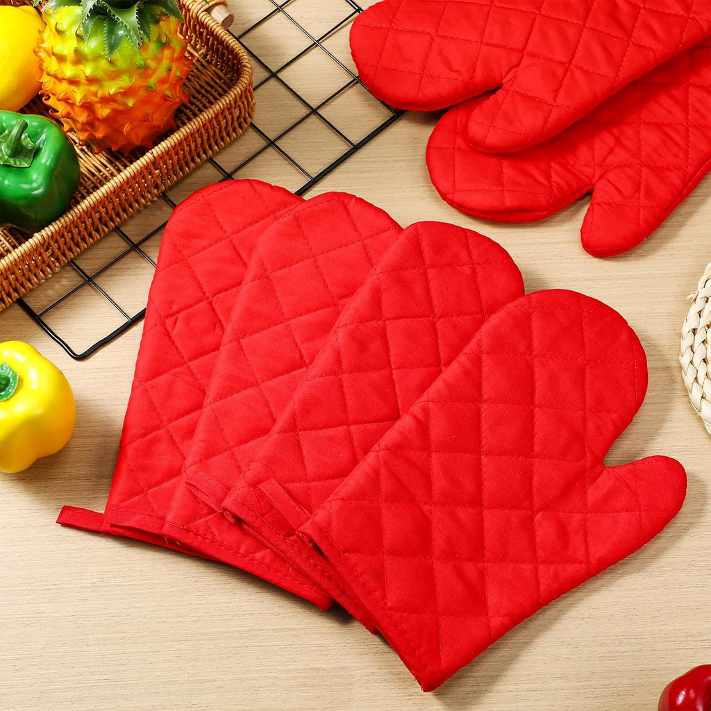 Geyoga 12 Pairs Oven Mitts Bulk Heat Resistant Oven Gloves, Red