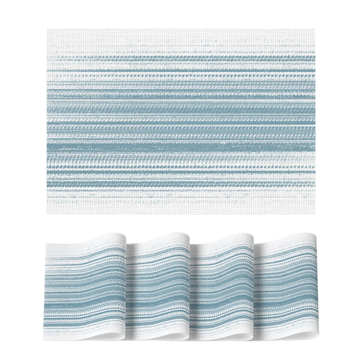 Artoid Mode Navy Blue Gradient Stripes Placemats Set of 4, Washable Heat Resistant Non-Slip Woven Plastic PVC Place Mats for Farmhouse Party Kitchen Dining Decor