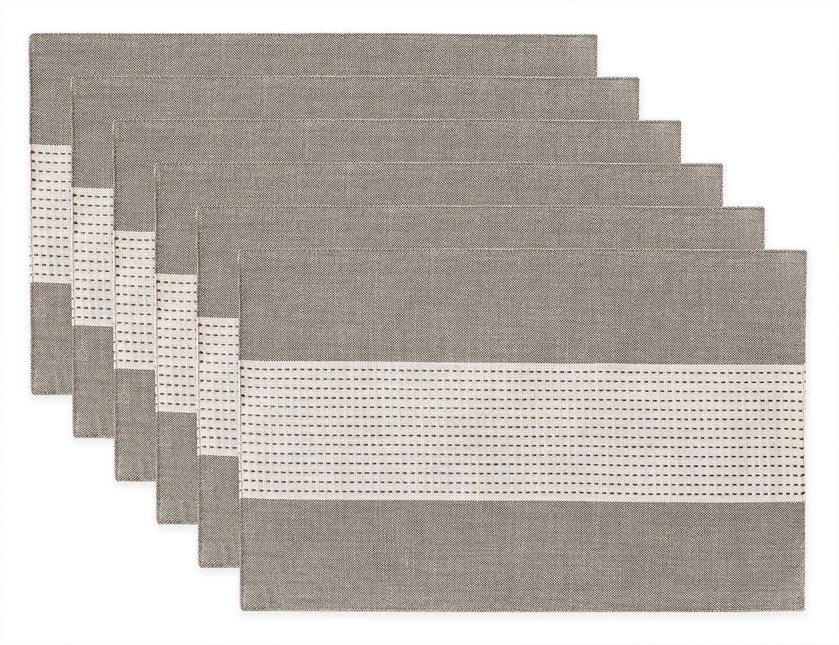 Wracra Linen Placemats, 12 x 18 Inch Set of 4 Placemats, Farmhouse Macrame Place Mats for Kitchen Table and Heat Resistant-Hemstitch Light Coffee 4PCS