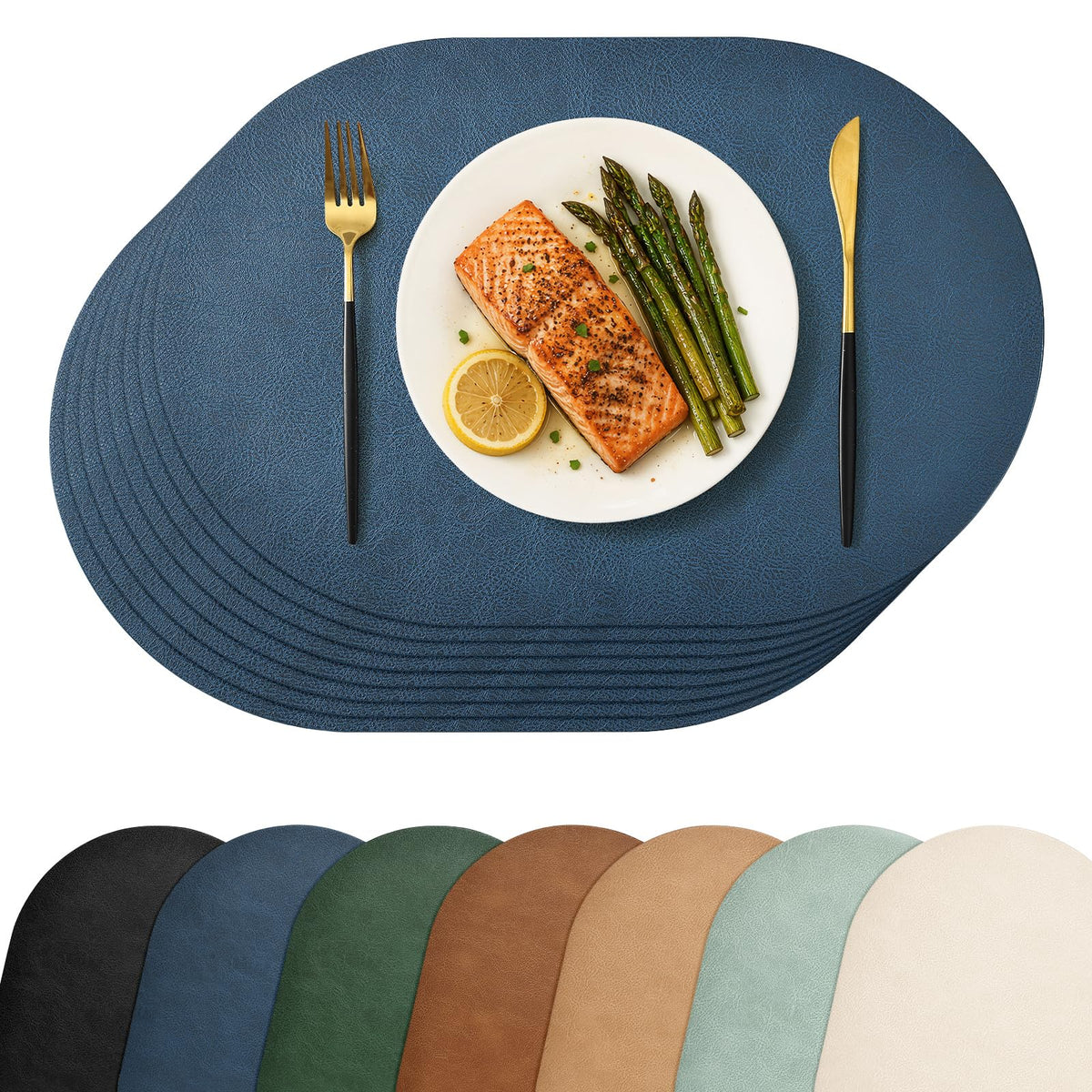 Homaxy Oval Heat Resistant Placemats Set of 6, Reddish Brown