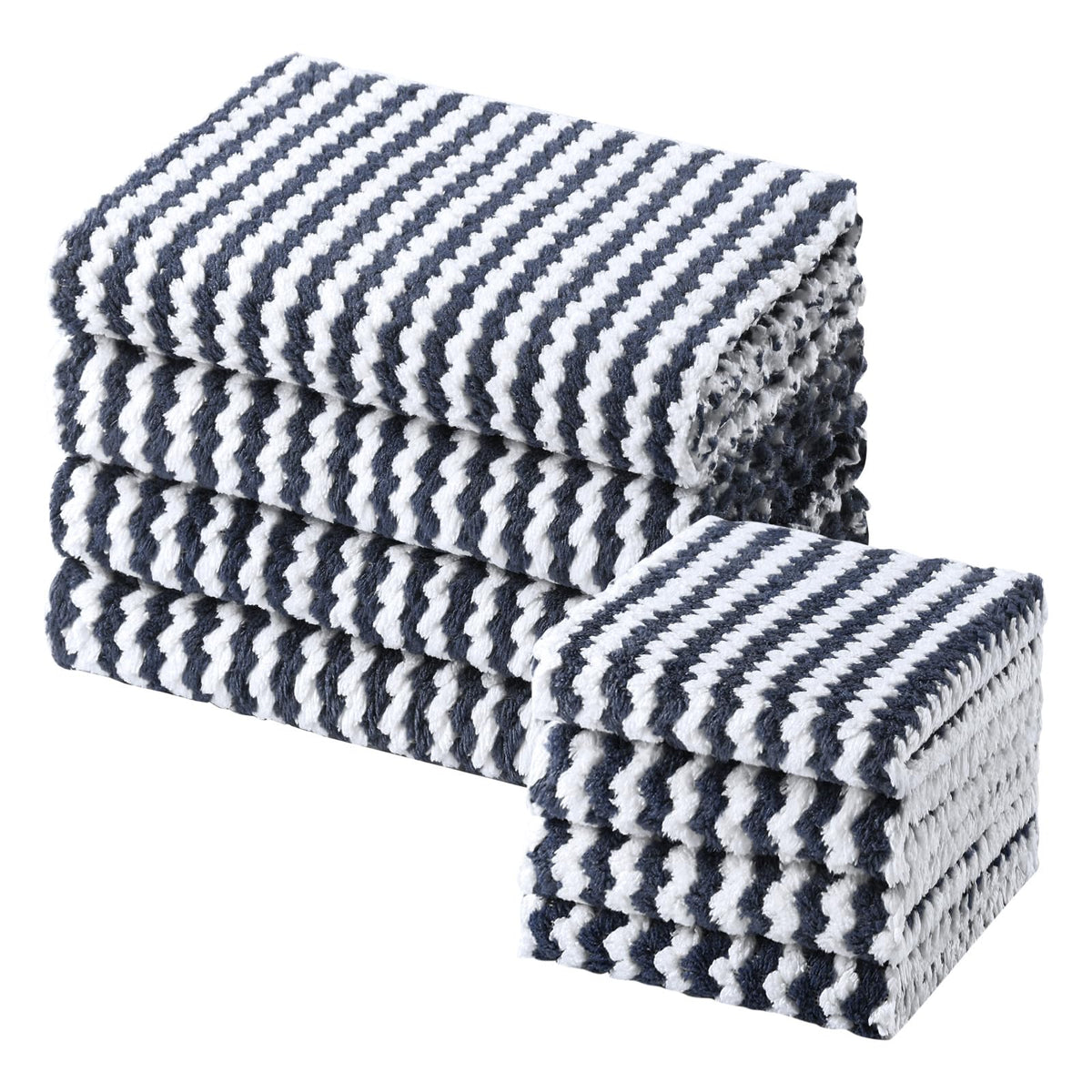 Homaxy 12 Pack Coral Velvet Dish Cloths, 10 x 10 inches, Dark Grey