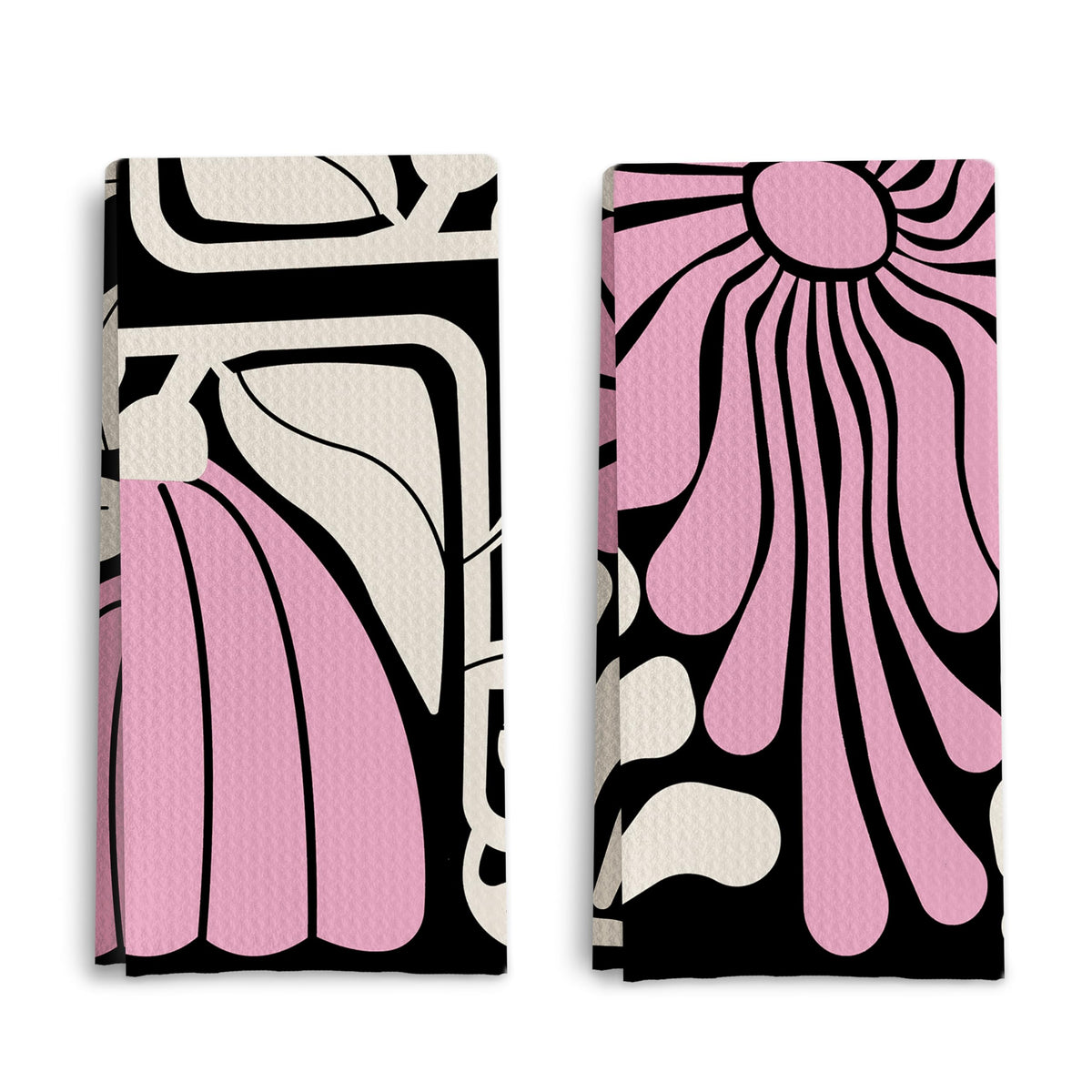 Abstract Floral Kitchen Dish Towels - Vintage Waffle Weave Kitchen Towels, Retro Flower Waffle Weave Decorative Kitchen Towels, Boho Hand Towels for Bathroom (16×24 Inches)