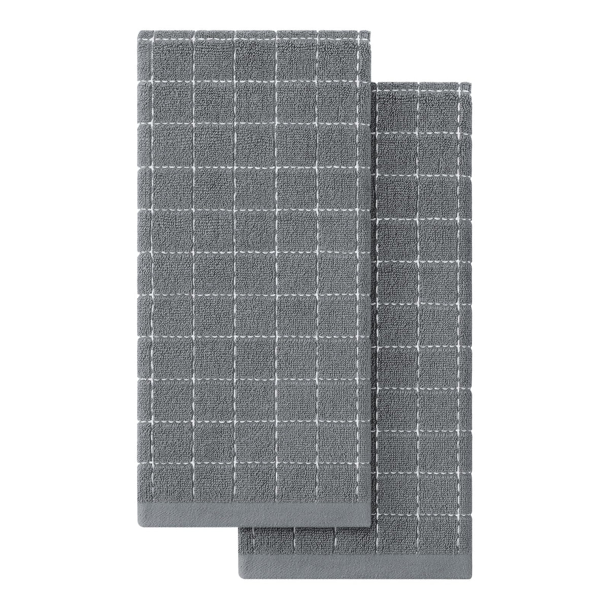 Homaxy 100% Cotton Terry Kitchen Towels, 2 Pack, Black