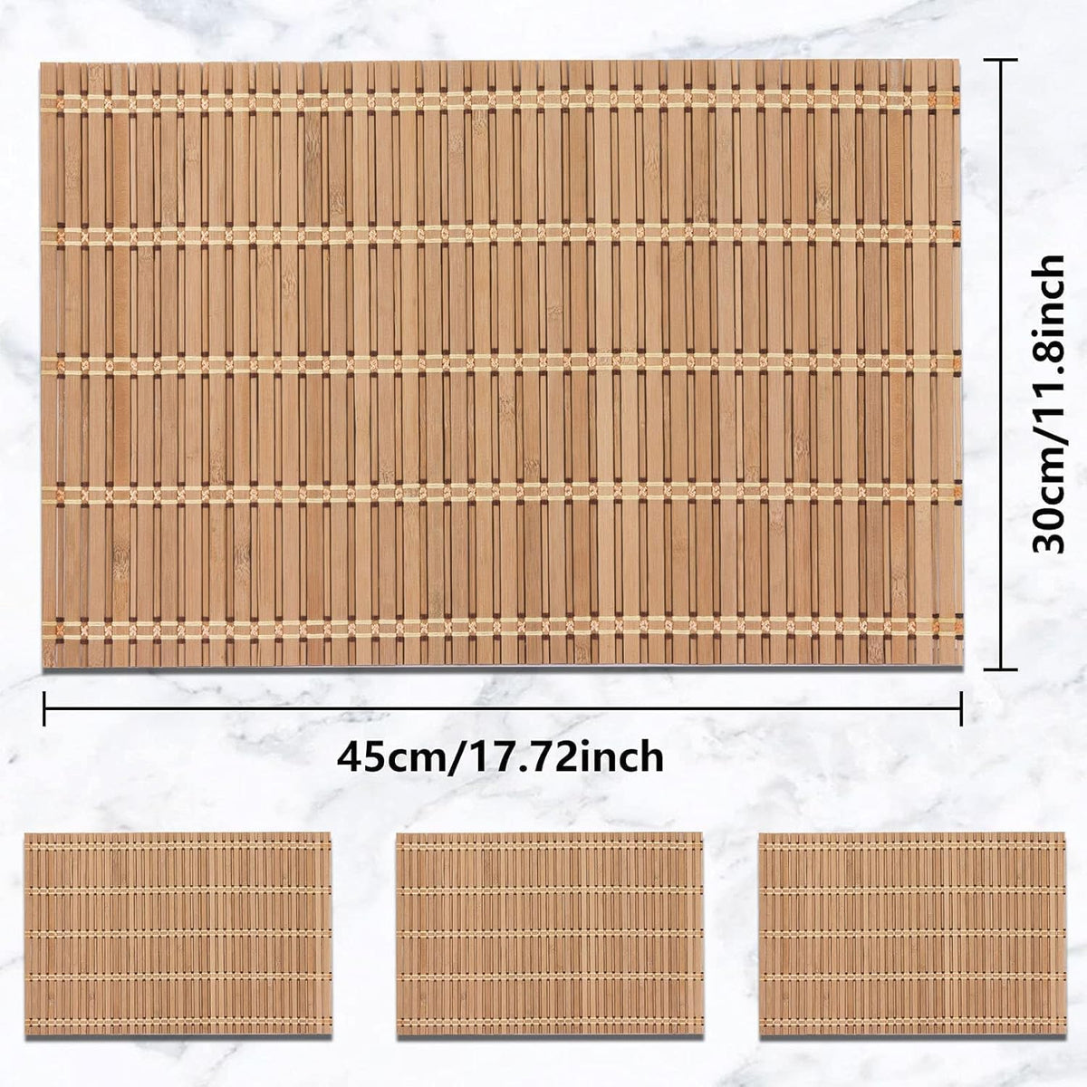 NETEHA Natural Bamboo Placemat-12 Pack- Set of Wooden Square Placemats