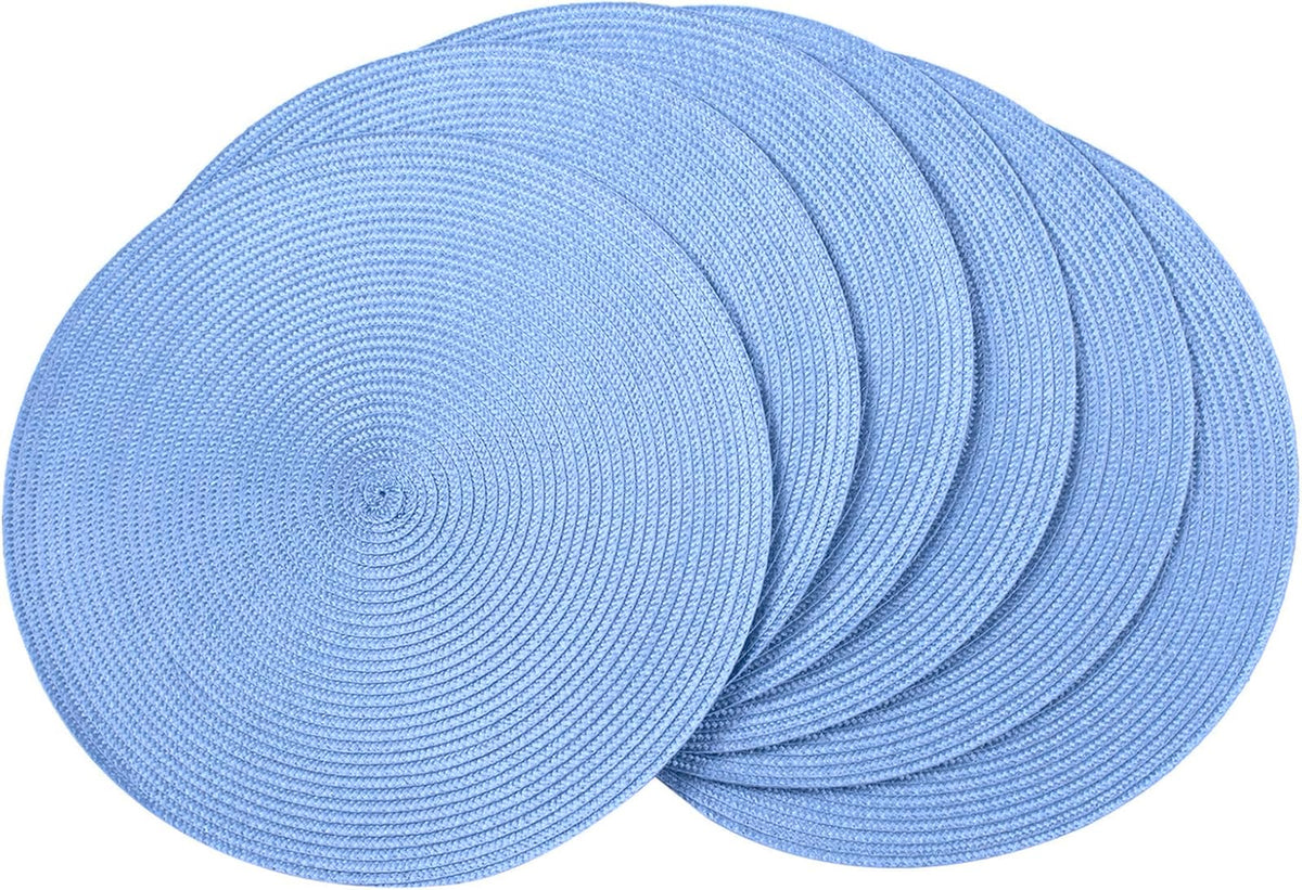 AHHFSMEI Round Placemats Set of 6 Heat Resistant Washable Non-Slip Woven Braided Table Mats for Dining Table Kitchen & Home Decor (Black)
