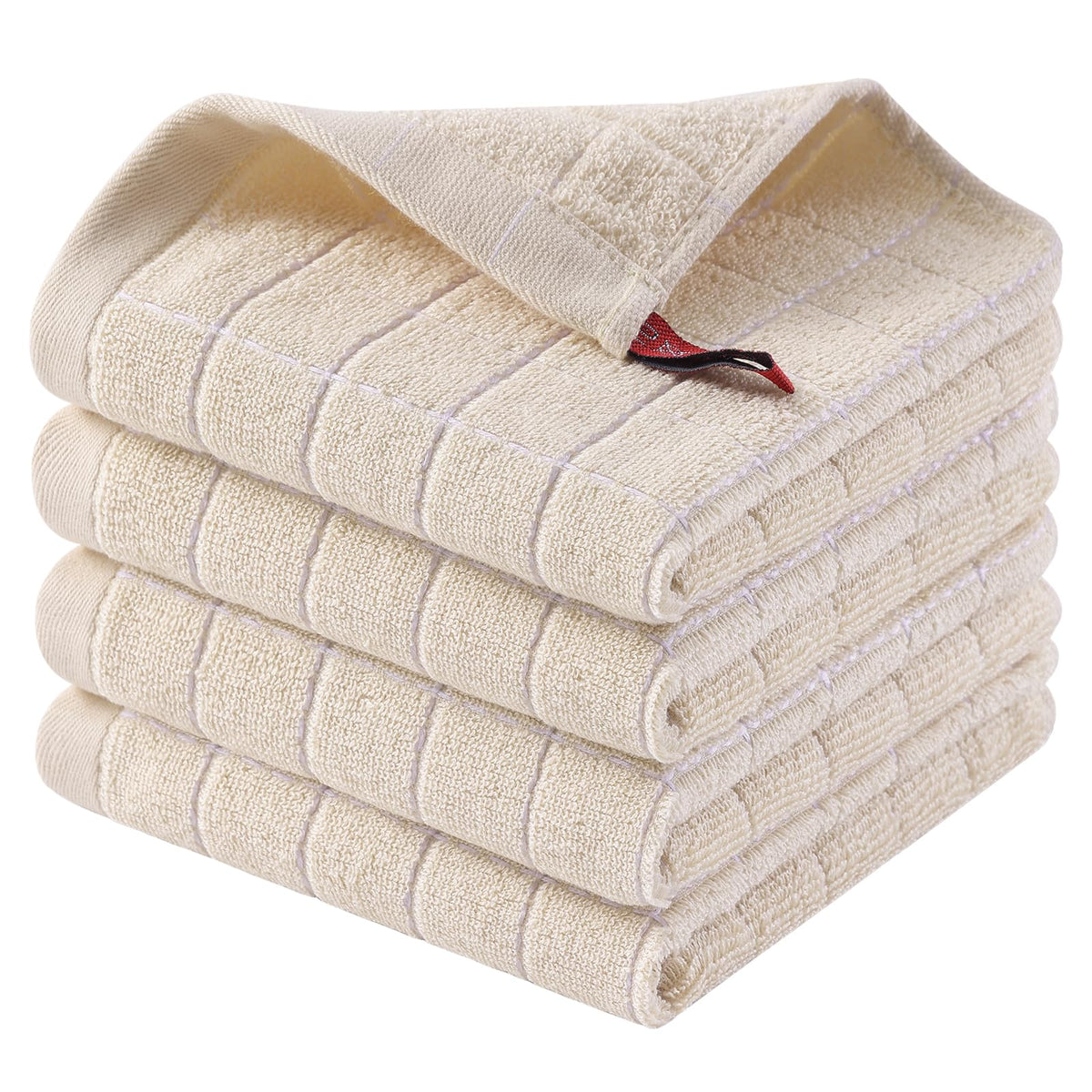 Homaxy 100% Cotton Terry Kitchen Towels, 2 Pack, Black