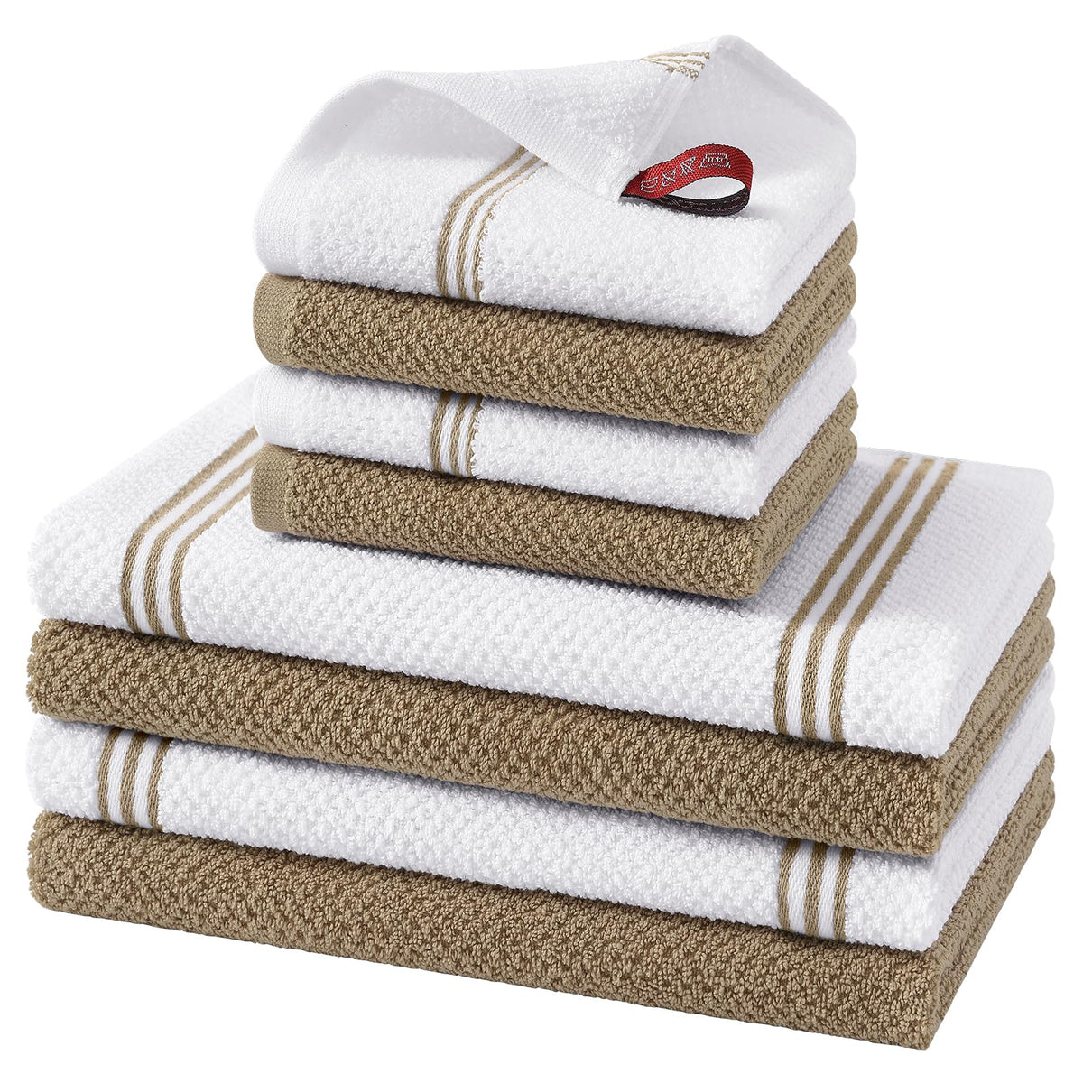 Homaxy Dual Design Kitchen Towels and Dishcloths Set, 8 Pack, Dark Grey