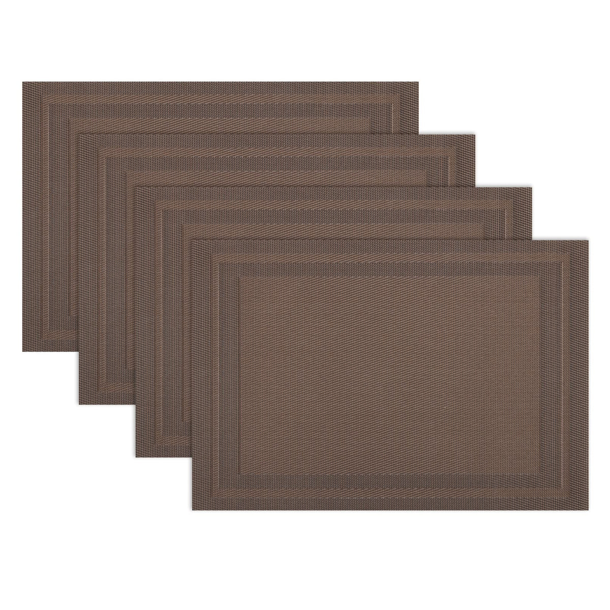 Winknowl Placemats Set of 4，Heat Resistant Woven Vinyl Washable PVC Place Mats，Non-Slip Stain Resistant Indoor/Outdoor Table Mats for Dining Table (Brown)