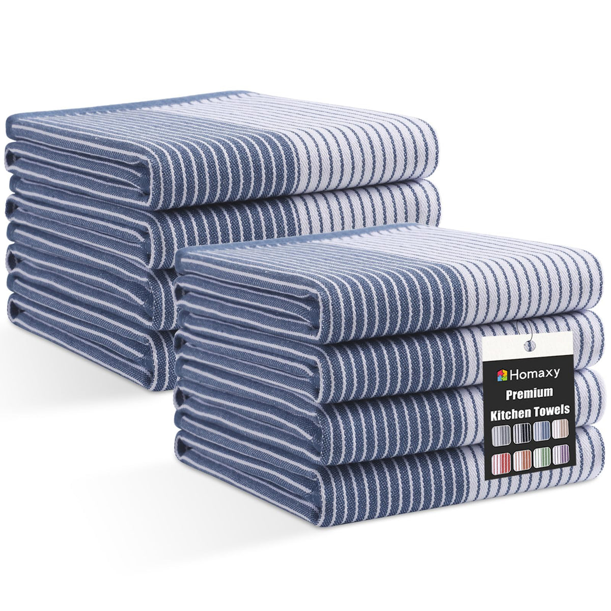 Homaxy Premium 100% Cotton Kitchen Towels 18"x28", 6 Pack, Khaki