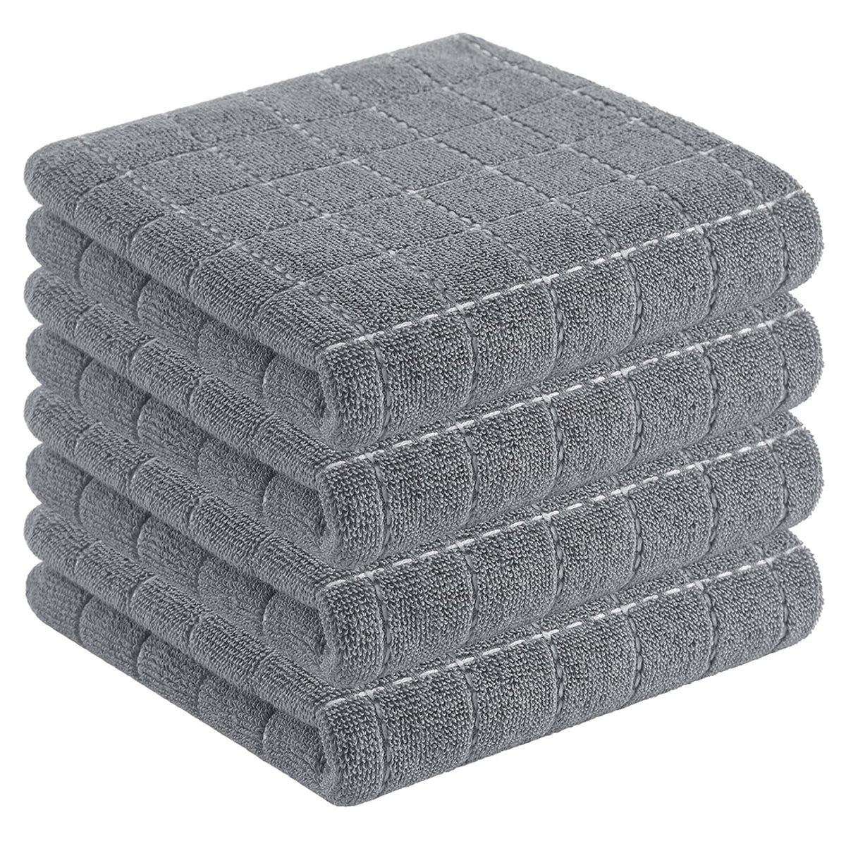Homaxy 100% Cotton Terry Kitchen Towels, 4 Pack, Black
