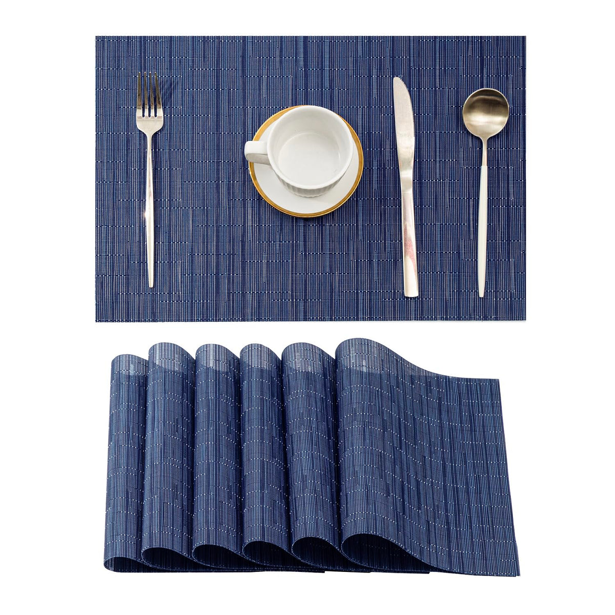Beige White Placemats Set of 4 - Heat Resistant Non-Slip Place mats for Dining Table, Washable Durable PVC Vinyl Woven Table Mats(Beige White, 4)