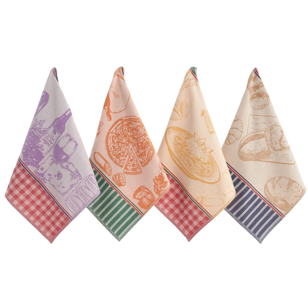 sea me at home 100% Cotton French Jacquard Kitchen Tea Towel Set of 4 - Italian & French Gourmet Kitchen Towels (Gourmet Moments)