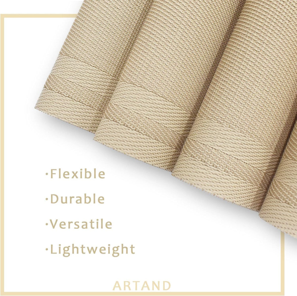 DACHUI Placemats Set of 6, Linen Look Woven Place Mats (Beige)