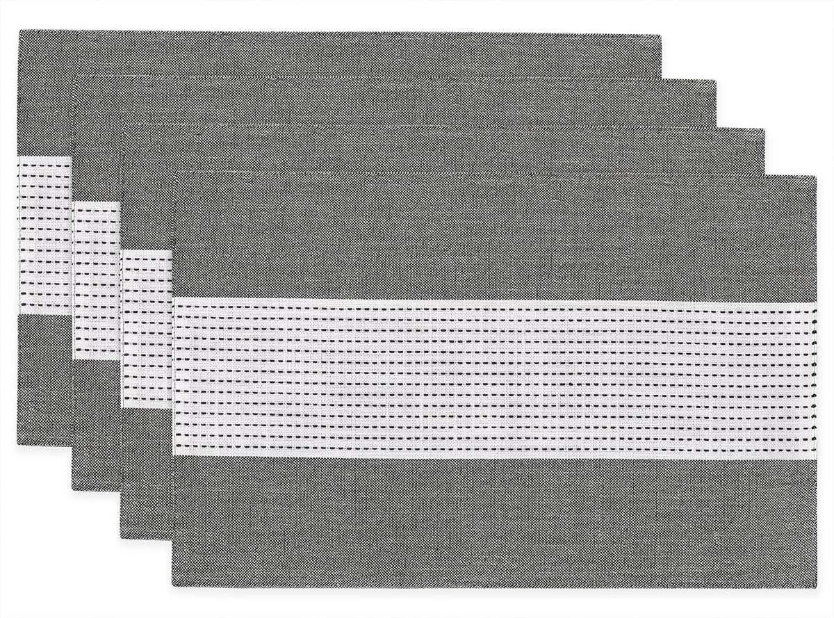 Wracra Linen Placemats, 12 x 18 Inch Set of 4 Placemats, Farmhouse Macrame Place Mats for Kitchen Table and Heat Resistant-Hemstitch Light Coffee 4PCS