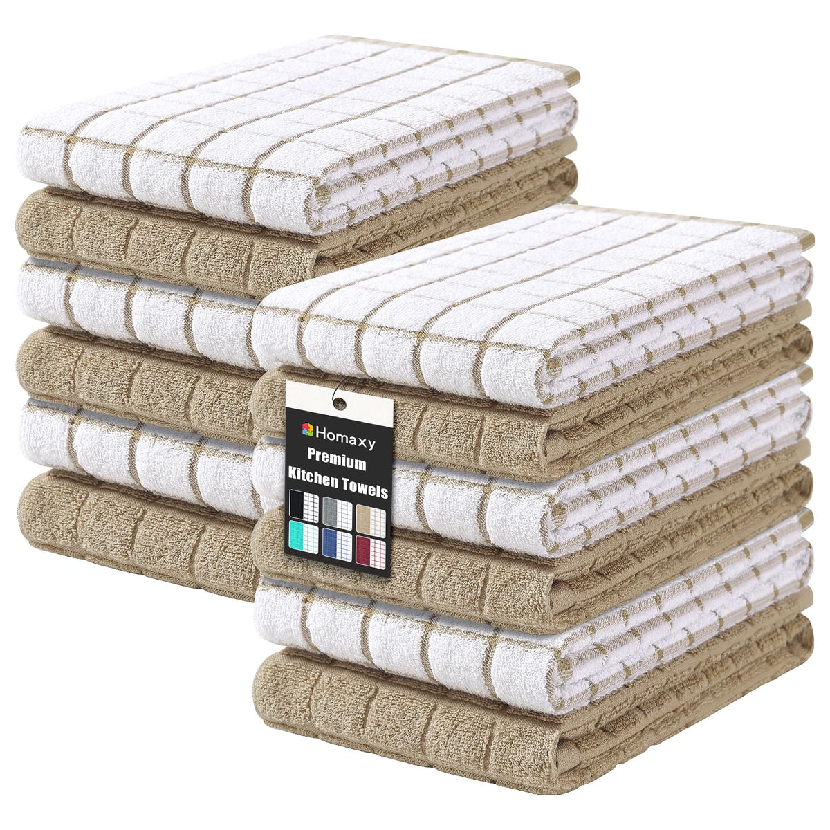 Homaxy Large Premium Cotton Kitchen Towels 16"x 28", 6 Pack, Grey