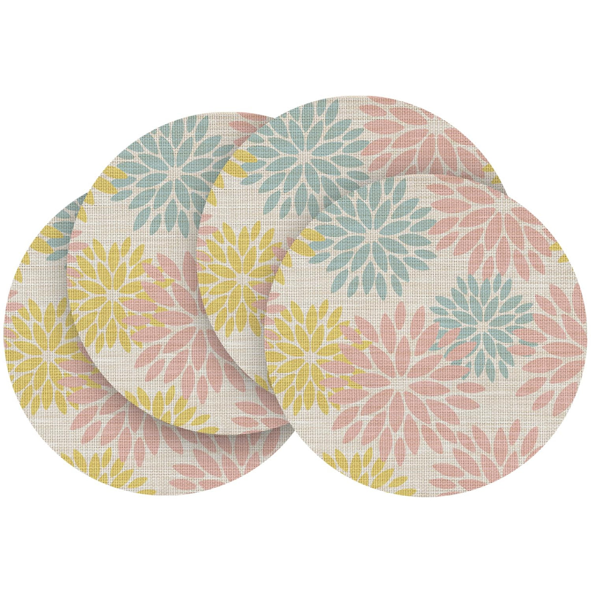 Artoid Mode Floral Vinyl Placemats Set of 4, 12x18 Inch Washable Non-Slip Plastic Vinyl Place Mats for Party Kitchen Dining Decor, Brown