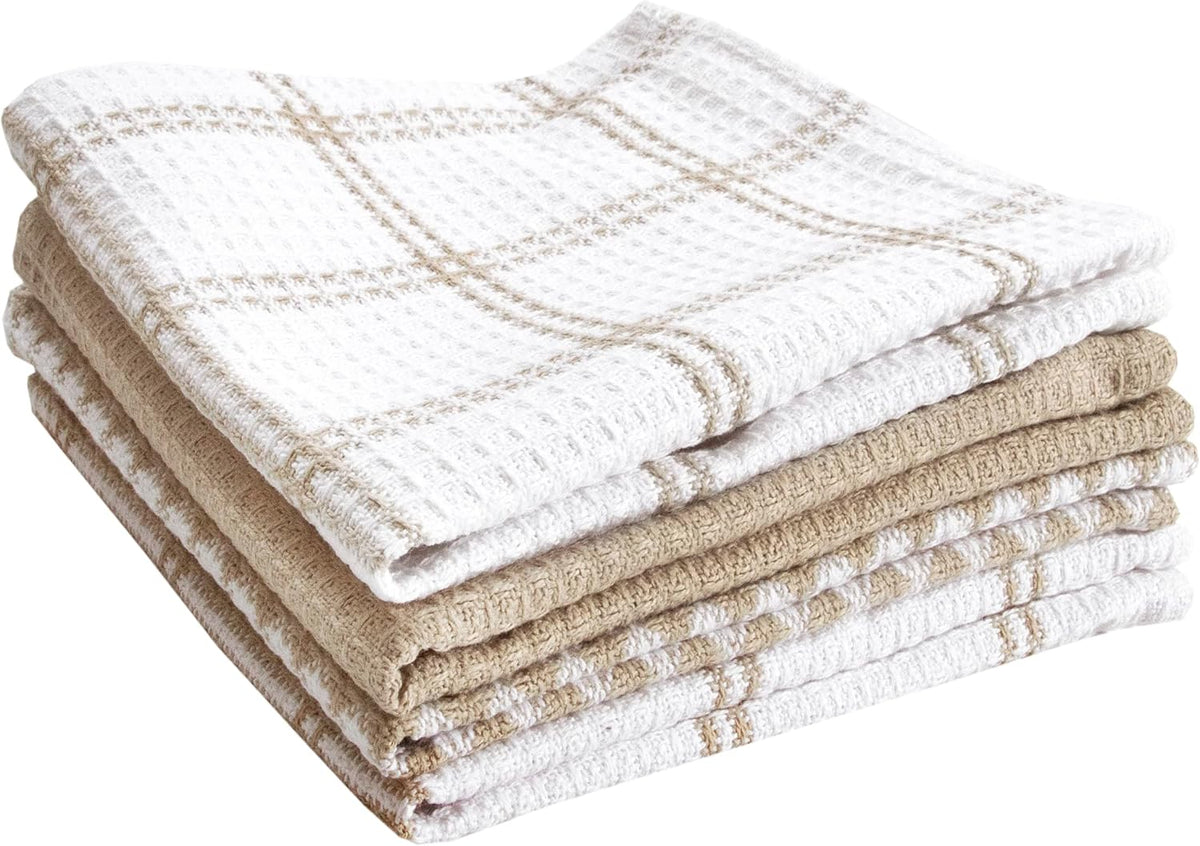 T-Fal Premium Waffle Dish Cloths: Highly Absorbent, Super Soft Long Lasting - 100% Cotton, 12"x13" Towel for Cleaning & Drying, (4-Pack), Sand