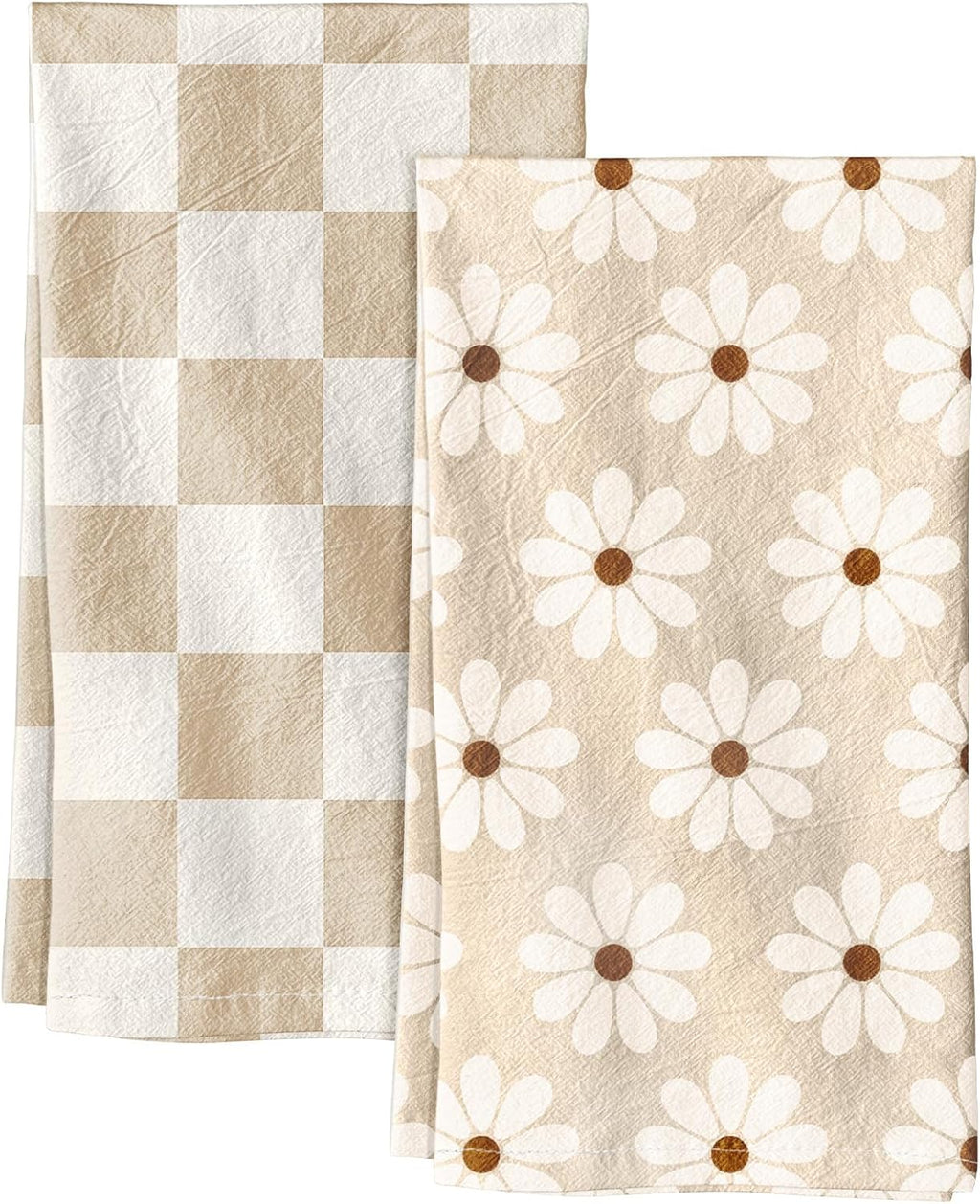 Miss Adola 2 Pack 150GSM Flour Sack Kitchen Towels, Beige Daisy